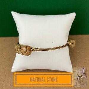 Natural Stone Wire Wrapped Bangle Bracelet